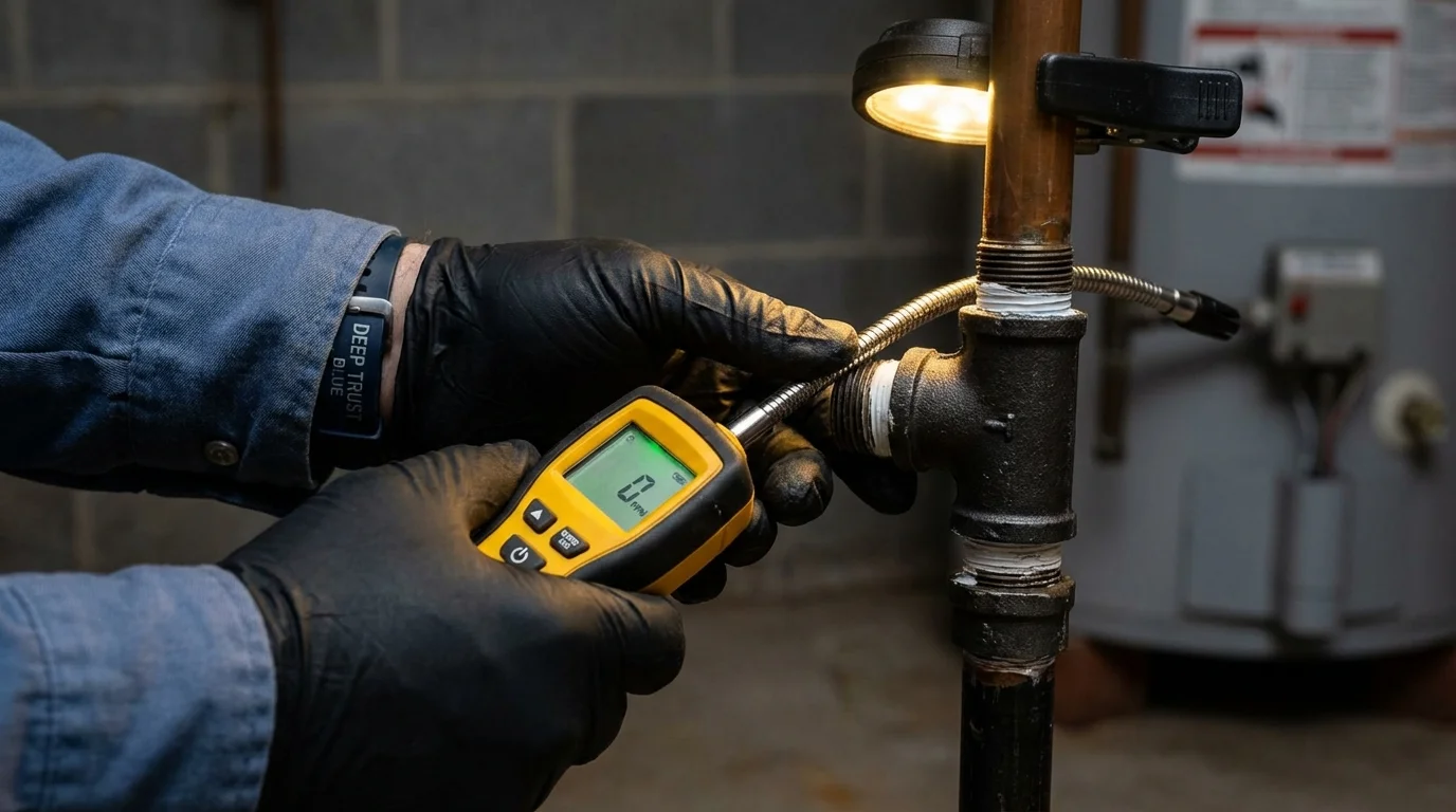Gas leak detection with electronic sniffer by Johns Plumbing LLC in Faulkton